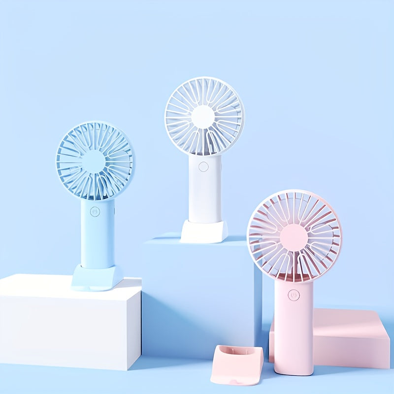 Portable Handheld Fan, Desktop Fan, Powerful Airflow, Long Lifespan, Easy to Replace, Quiet Operation, 3 Colors, 3-speed Adjustment, ABS Material. Suitable for Home/office/travel