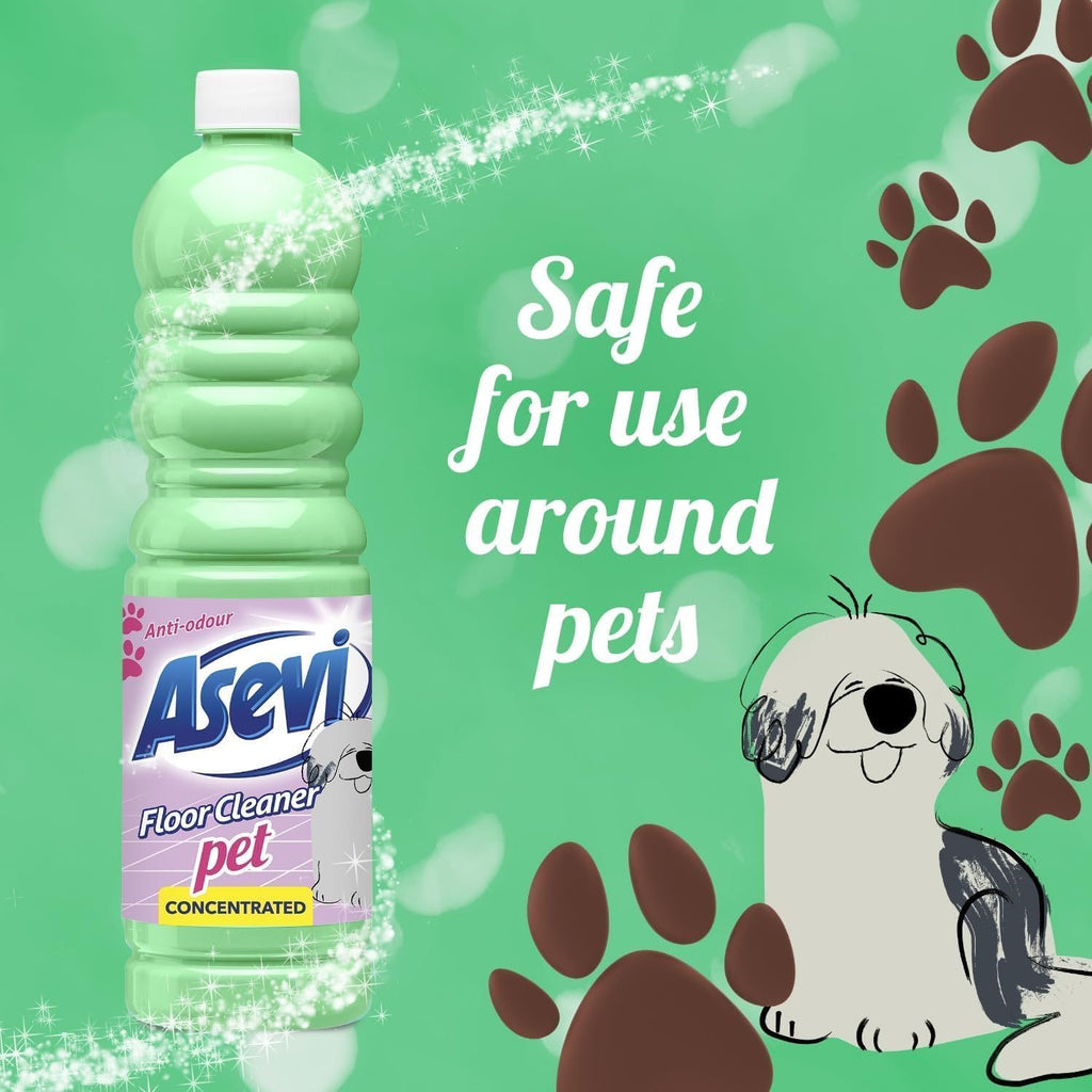 Asevi Pet Floor Cleaner 2 x 1L, Concentrated Formula, Anti-Odour | Specially Designed for Homes with Pets | Long - Lasting Freshness & Hygienic Clean