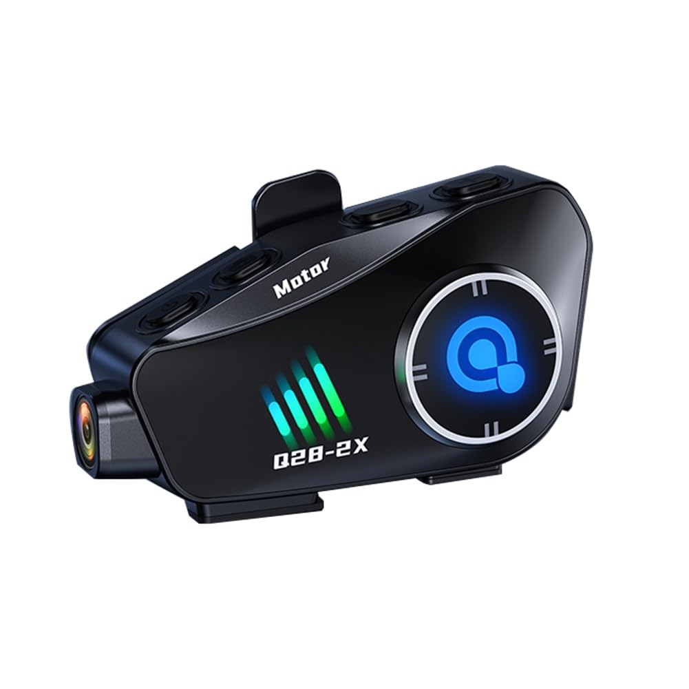 GNURBDILFO Q28-2X Wireless Motorcycle Helmet Headset with Bluetooth, 1080P HD Video Recording & Driving Camera