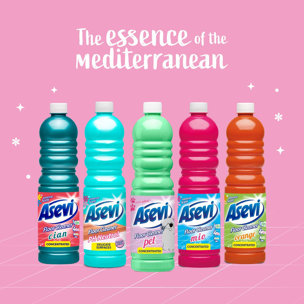 Asevi Concentrated Floor Cleaner Liquid – Fresh & Powerful Cleaning for Laminate, Stone & Hard Surfaces – Multipack 3 x 1L Bottles