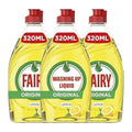 FAIRY Original Lemon Washing Up Liquid, Dishes Grease Cleaner with Irresistible Lemon Scent, 320ml (Pack of 3 )
