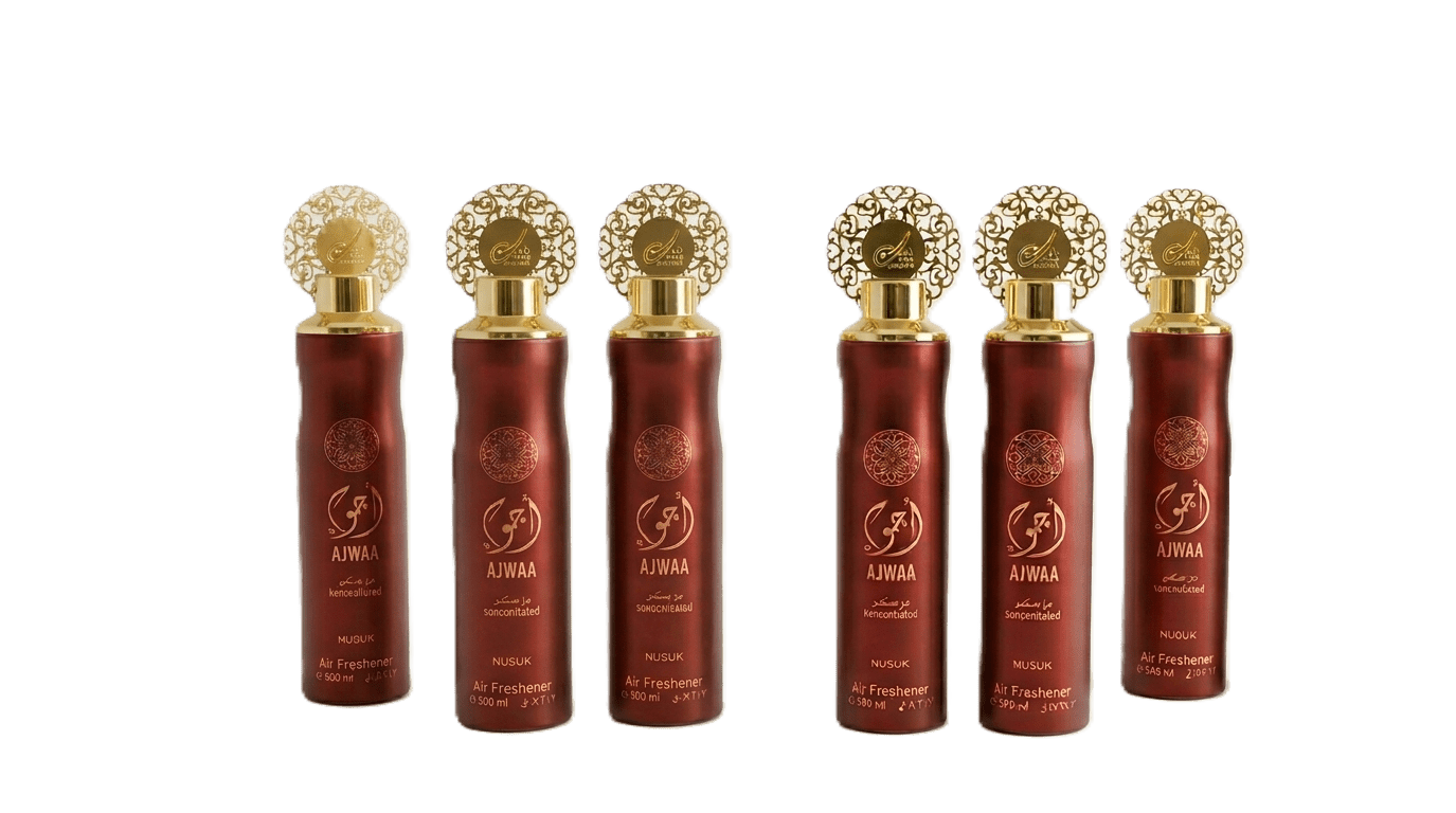 6 x Dubai Air Freshener Spray - Nusuk Ajwa Oud Red 300ml Air Freshener Bulk, Room Spray Set, Home Fragrance, Long Lasting Air Freshener, Deodorizer Spray, Concentrated Air Freshener, Odor Eliminator, Luxury Home Scent.