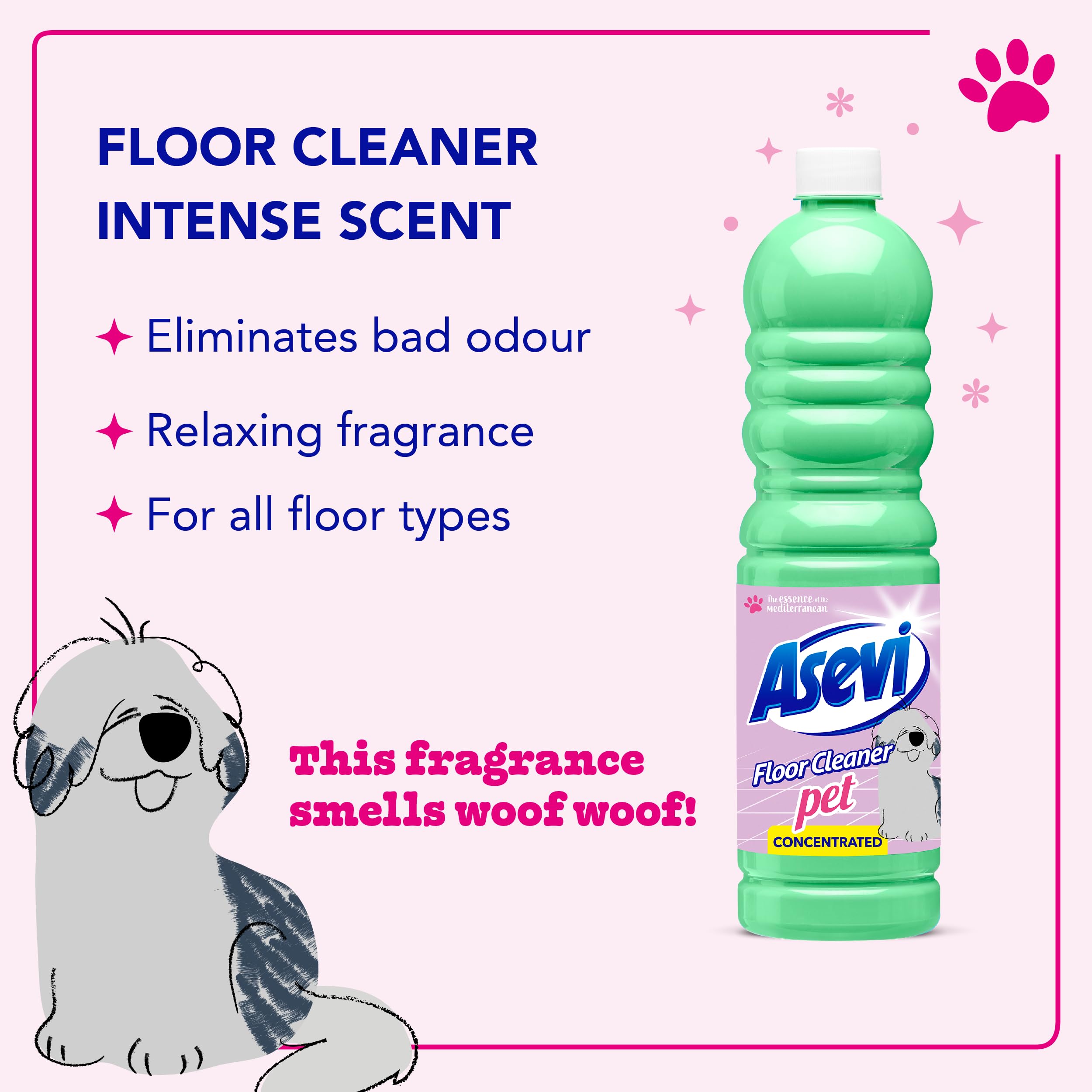 Asevi Concentrated Pet-Friendly Floor Cleaner Liquid – Fresh & Powerful Cleaning for Laminate, Stone & Hard Surfaces – Multipack 12 x 1L Bottles