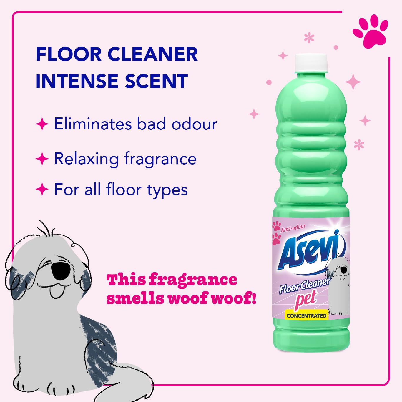 Asevi Concentrated Floor Cleaner Liquid – Fresh & Powerful Cleaning for Laminate, Stone & Hard Surfaces – Multipack 3 x 1L Bottles