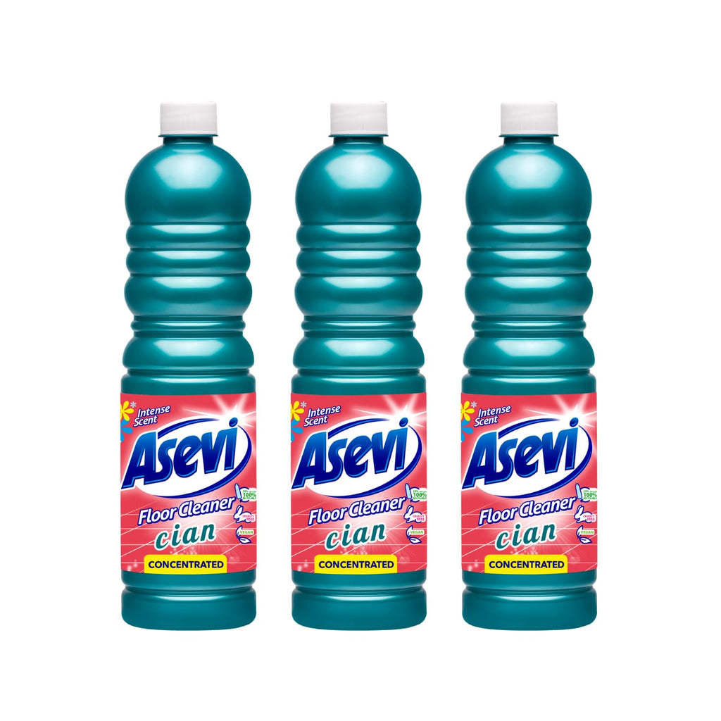 Asevi Concentrated Floor Cleaner Liquid – Fresh & Powerful Cleaning for Laminate, Stone & Hard Surfaces – Multipack 3 x 1L Bottles
