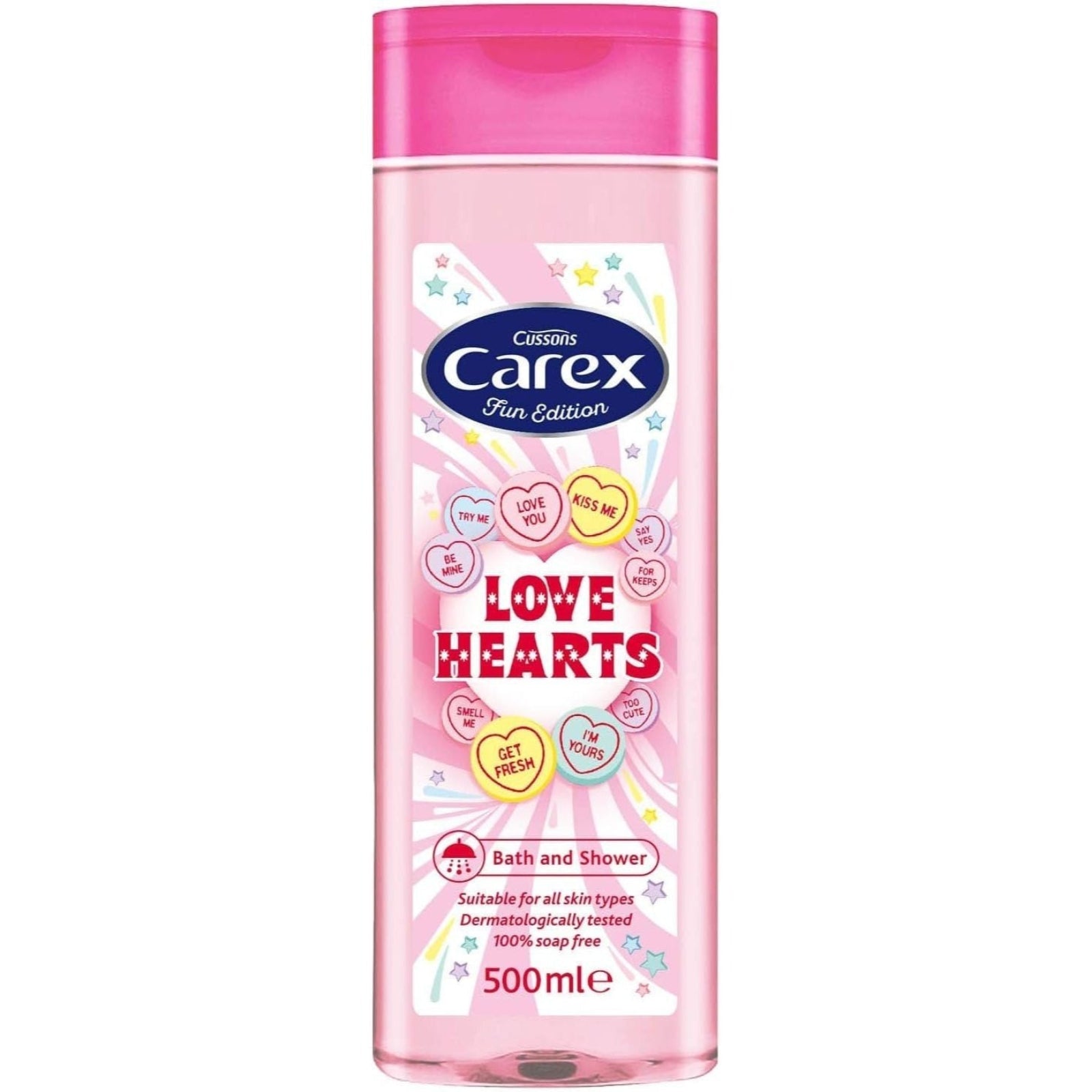 6x Carex Shower & Bath Love Hearts Liquid Wash 500ml for Everyday Use
