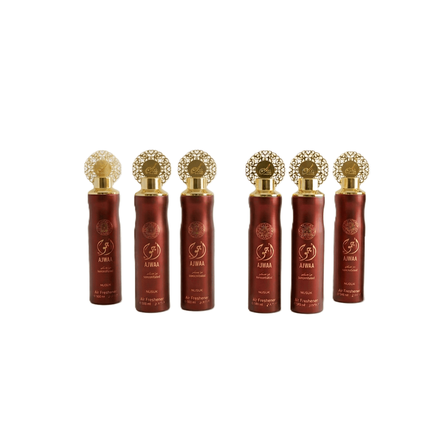 6 x Dubai Air Freshener Spray - Nusuk Ajwa Oud Red 300ml Air Freshener Bulk, Room Spray Set, Home Fragrance, Long Lasting Air Freshener, Deodorizer Spray, Concentrated Air Freshener, Odor Eliminator, Luxury Home Scent.