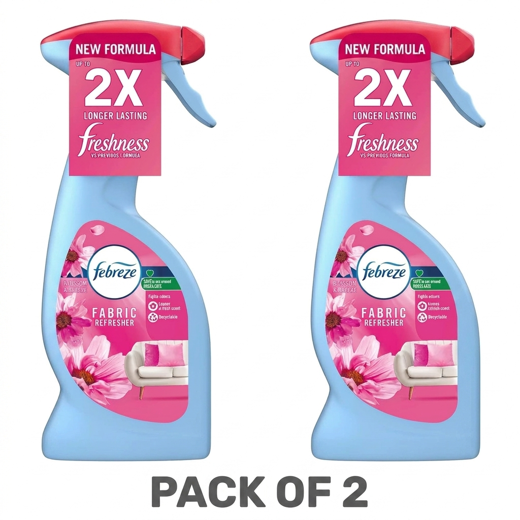 Febreze Fabric Refresher Spray,Blossom & Breez , 375ml (Pack of 2) – Odour Eliminator for Sofas, Curtains & Upholstery – OdourClear Technology