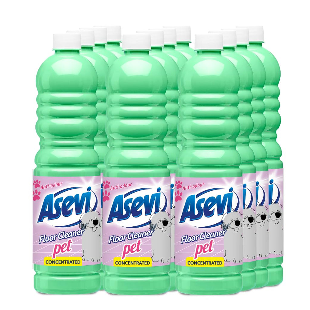 Asevi Concentrated Pet-Friendly Floor Cleaner Liquid – Fresh & Powerful Cleaning for Laminate, Stone & Hard Surfaces – Multipack 12 x 1L Bottles