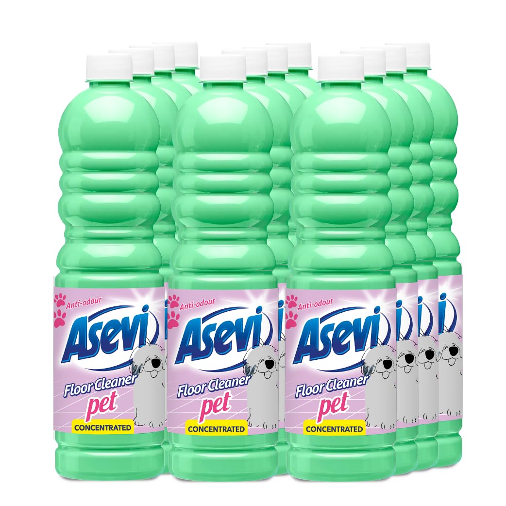 Asevi Concentrated Pet-Friendly Floor Cleaner Liquid – Fresh & Powerful Cleaning for Laminate, Stone & Hard Surfaces – Multipack 12 x 1L Bottles