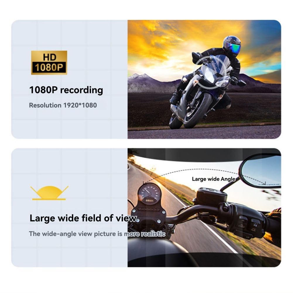 GNURBDILFO Q28-2X Wireless Motorcycle Helmet Headset with Bluetooth, 1080P HD Video Recording & Driving Camera