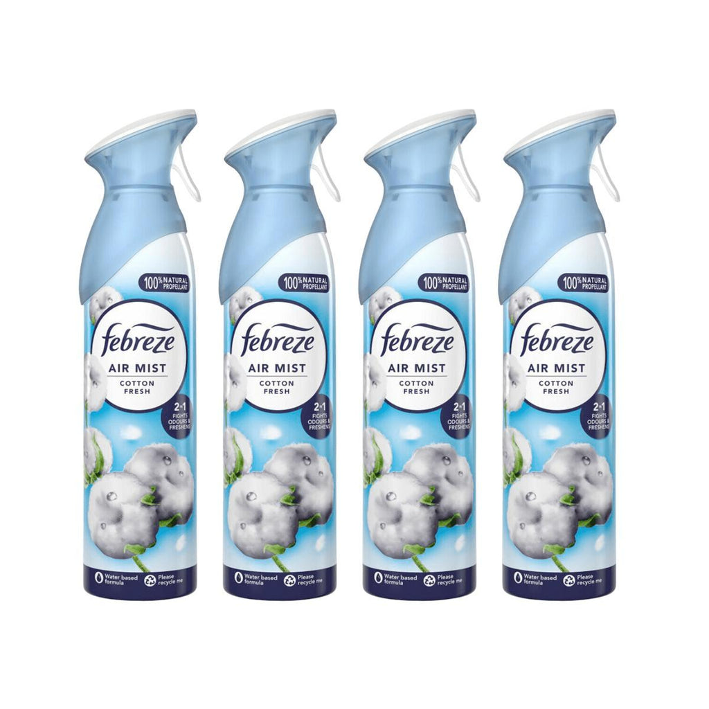 4 x Febreze Air Mist Freshener Cotton Fresh 185ml