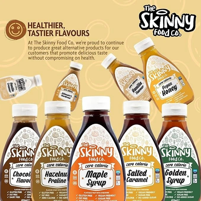 2 x Skinny Food Co Zero Calorie syrup Sugar Free Fat Free Keto Guilt Free 425ml